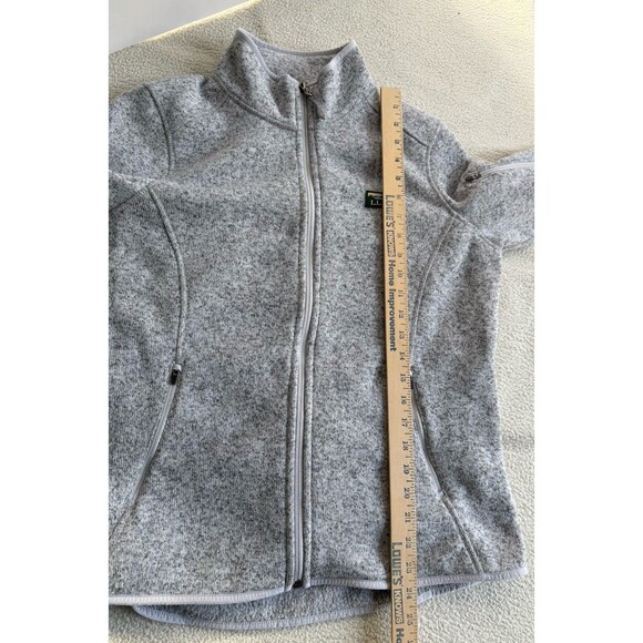 LL Bean Jacket Womens Large Petite Gray Fleece Zip Outdoors Windbreaker Hiking - Picture 9 of 10